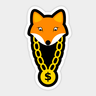 Cute Fox With Gold Chain And Dollar Symbol Sticker